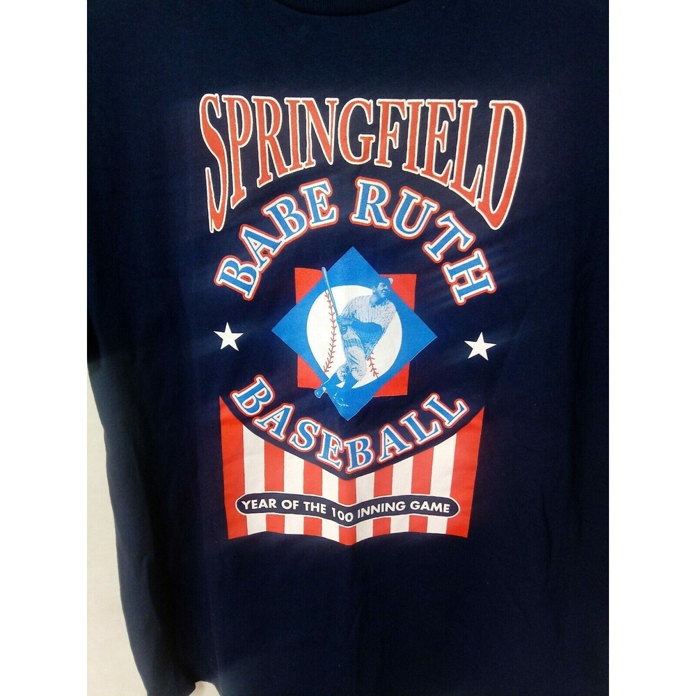 Oneita Babe Ruth Baseball T Shirt 100 inning game Power T Springfield Size XL